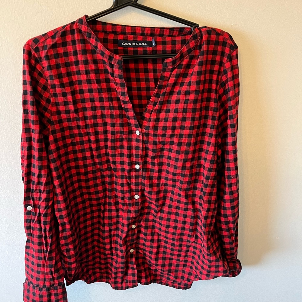 Calvin Klein Button Up Plaid L